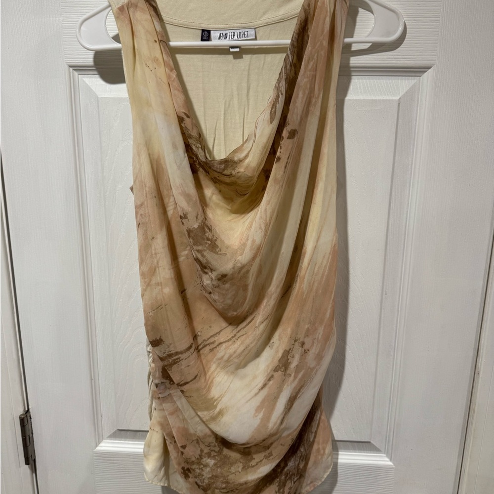 Jennifer Lopez Cream Sleeveless Top